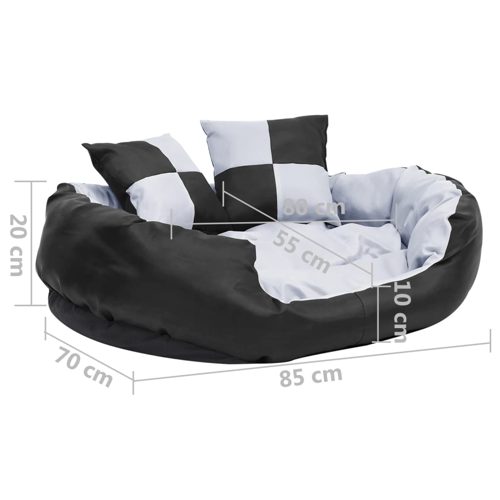 Reversible & Washable Dog Cushion Grey and Black 85x70x20 cm