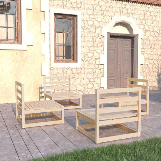 4 Piece Garden Lounge Set Solid Wood Pine