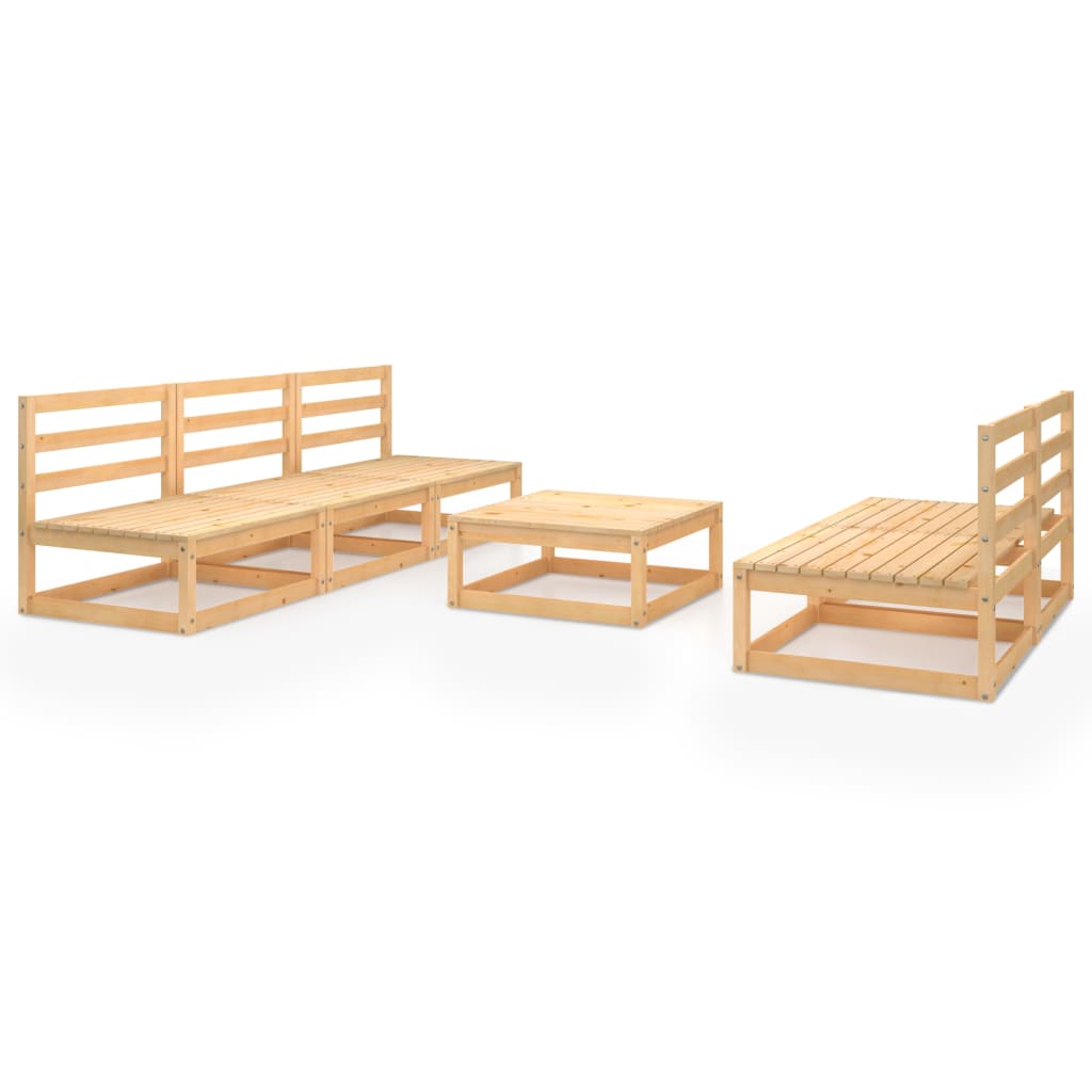 6 Piece Garden Lounge Set Solid Wood Pine