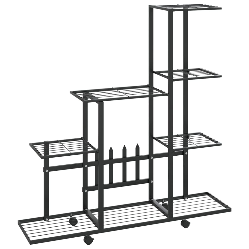 Flower Stand with Wheel 94.5x25x92.5 cm Black Metal