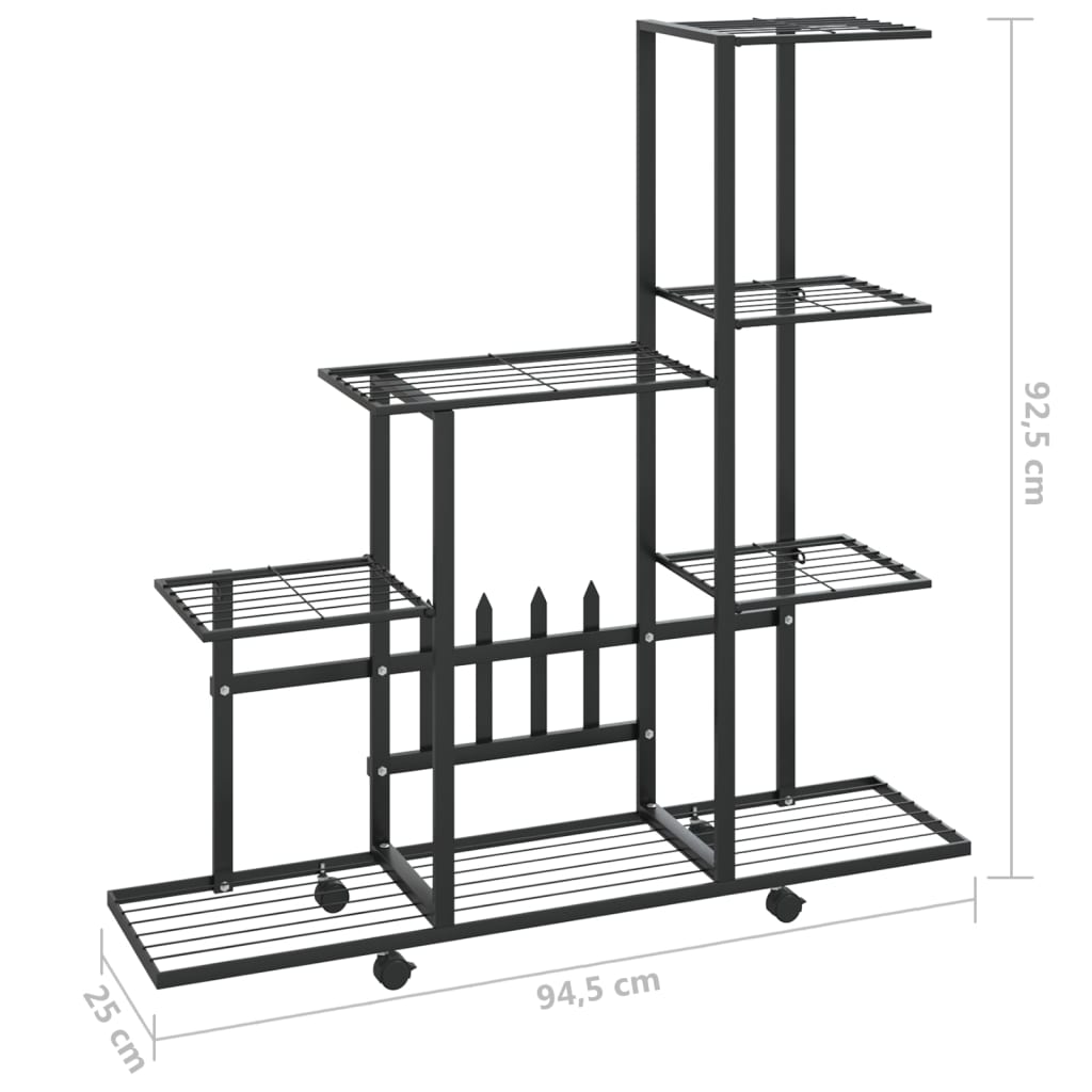 Flower Stand with Wheel 94.5x25x92.5 cm Black Metal