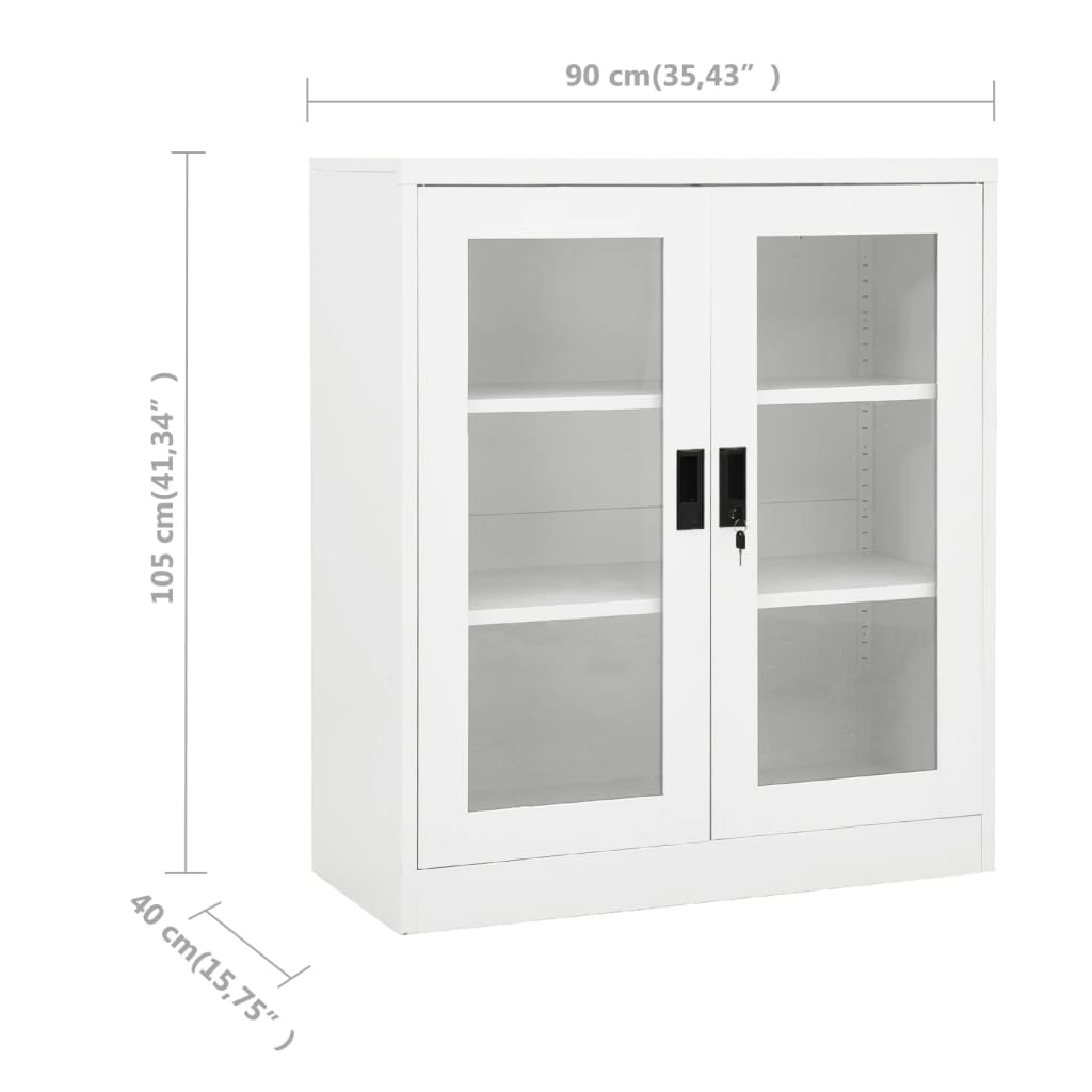 Office Cabinet White 90x40x105 cm Steel