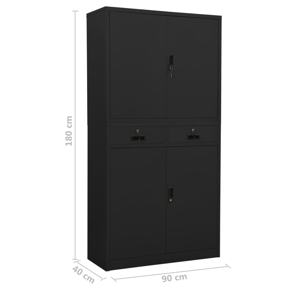 Office Cabinet Anthracite 90x40x180 cm Steel
