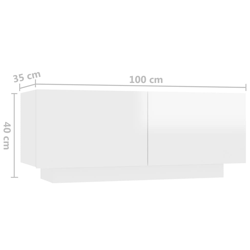 Bedside Cabinet High Gloss White 100x35x40 cm Engineered Wood