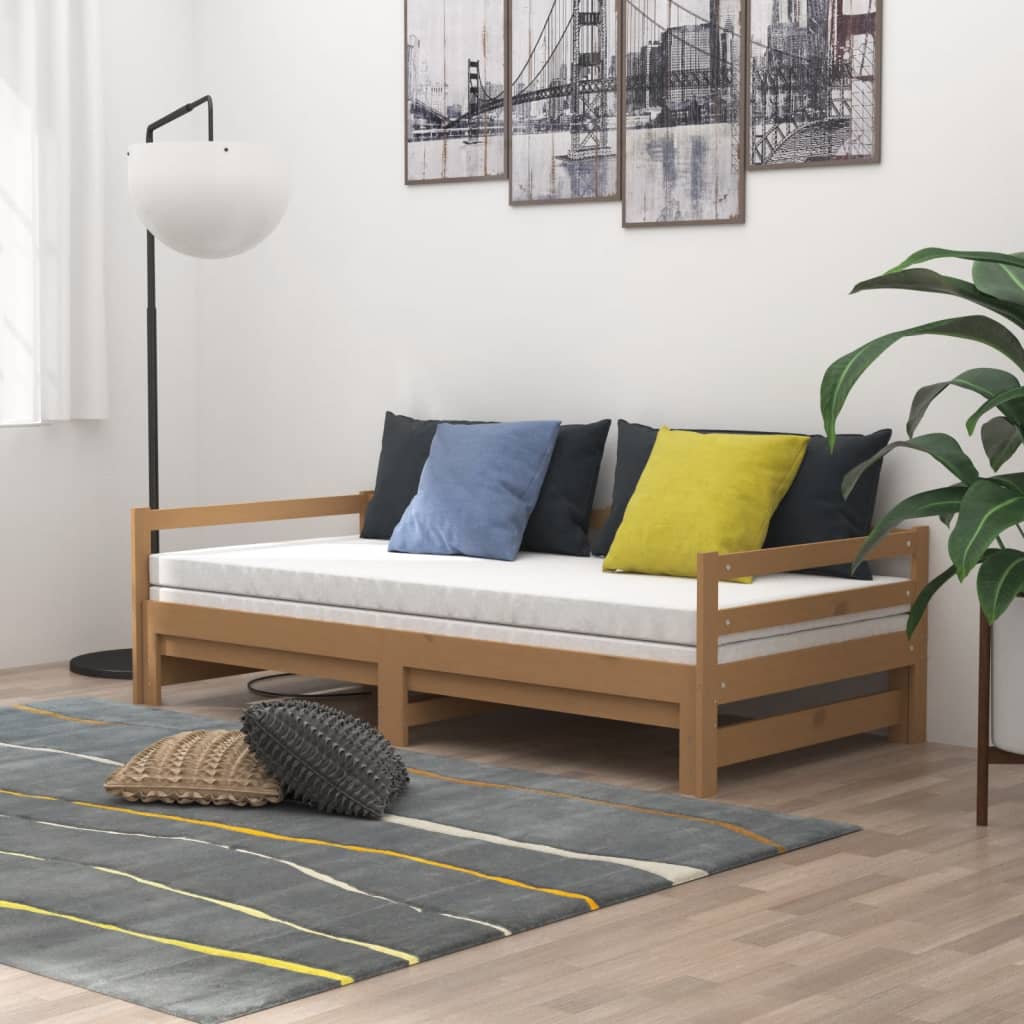 Pull-out Day Bed without Mattress Honey Brown 2x(90x200)cm