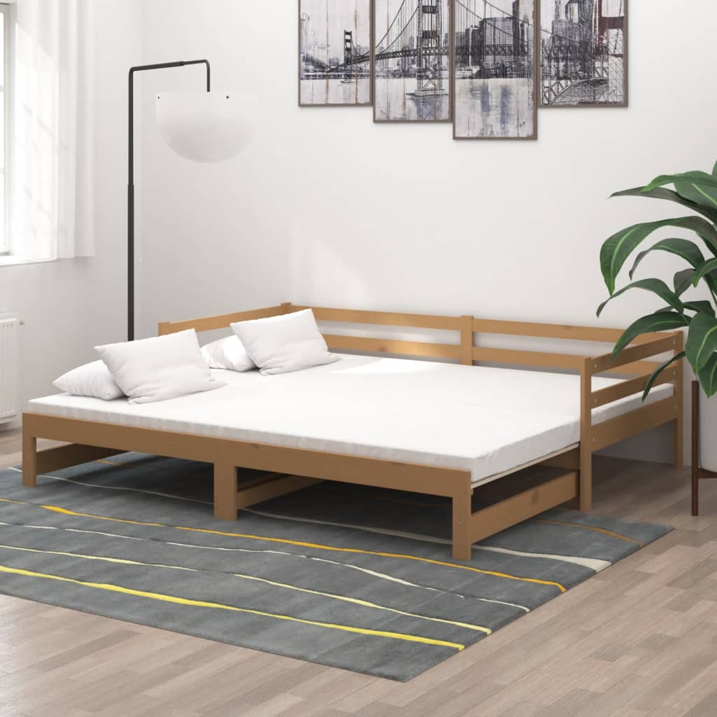 Pull-out Day Bed without Mattress Honey Brown 2x(90x200)cm