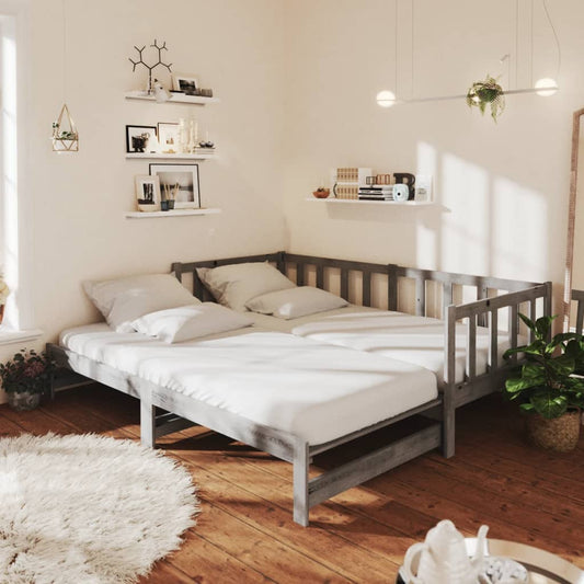Pull-out Day Bed without Mattress Grey 2x(90x200)cm