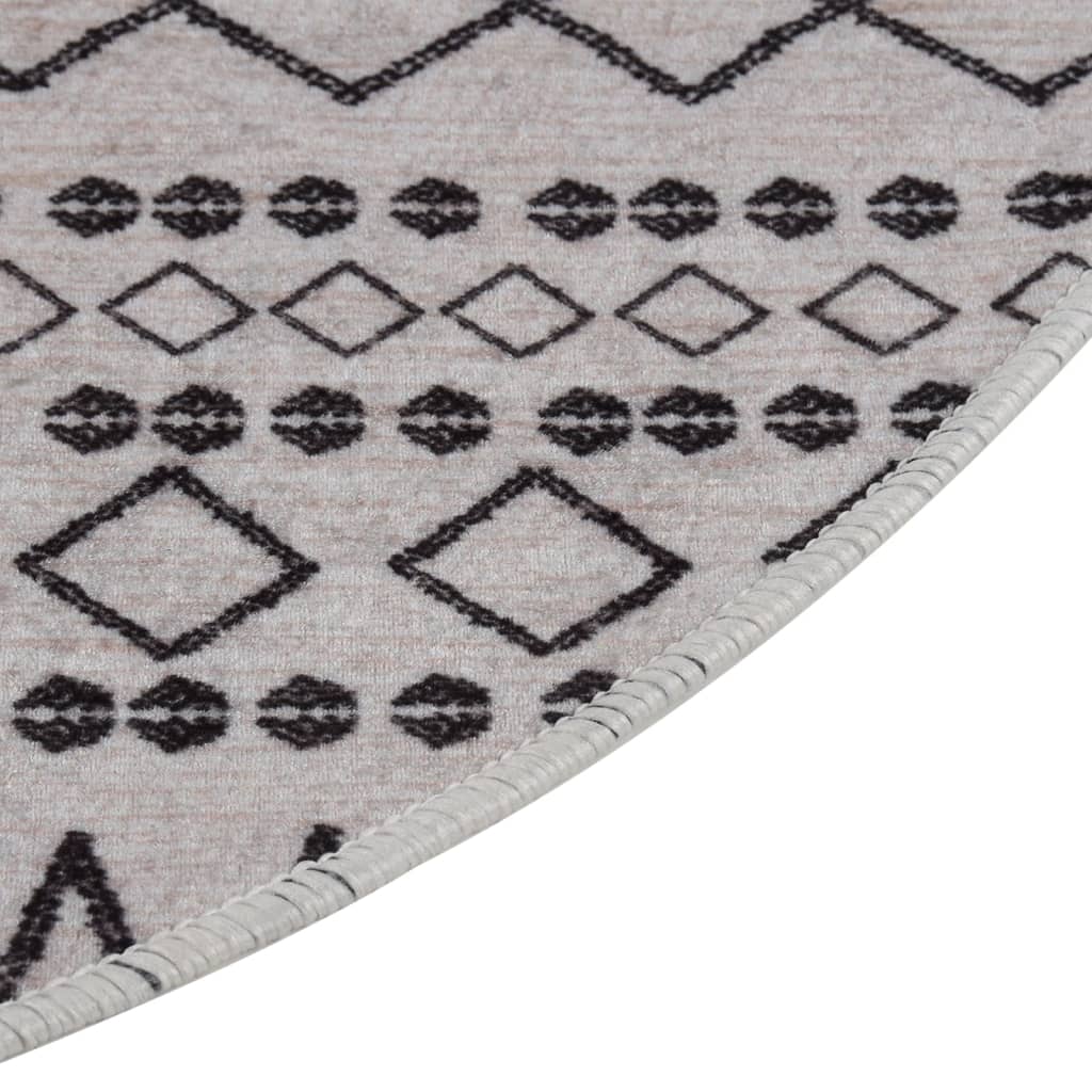 Rug Washable φ120 cm Black and White Anti Slip