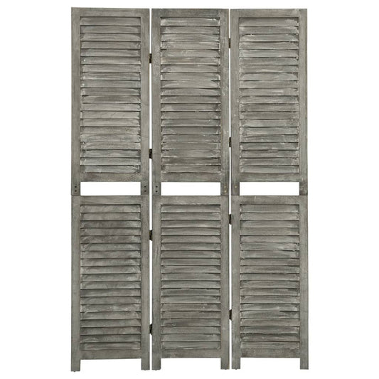 3-Panel Room Divider Grey 106.5x166 cm Solid Wood