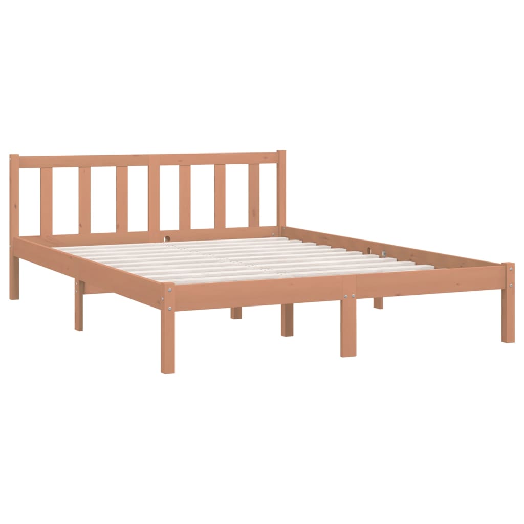 810085 vidaXL Bed Frame without Mattress Honey Brown Solid Wood 140x200 cm