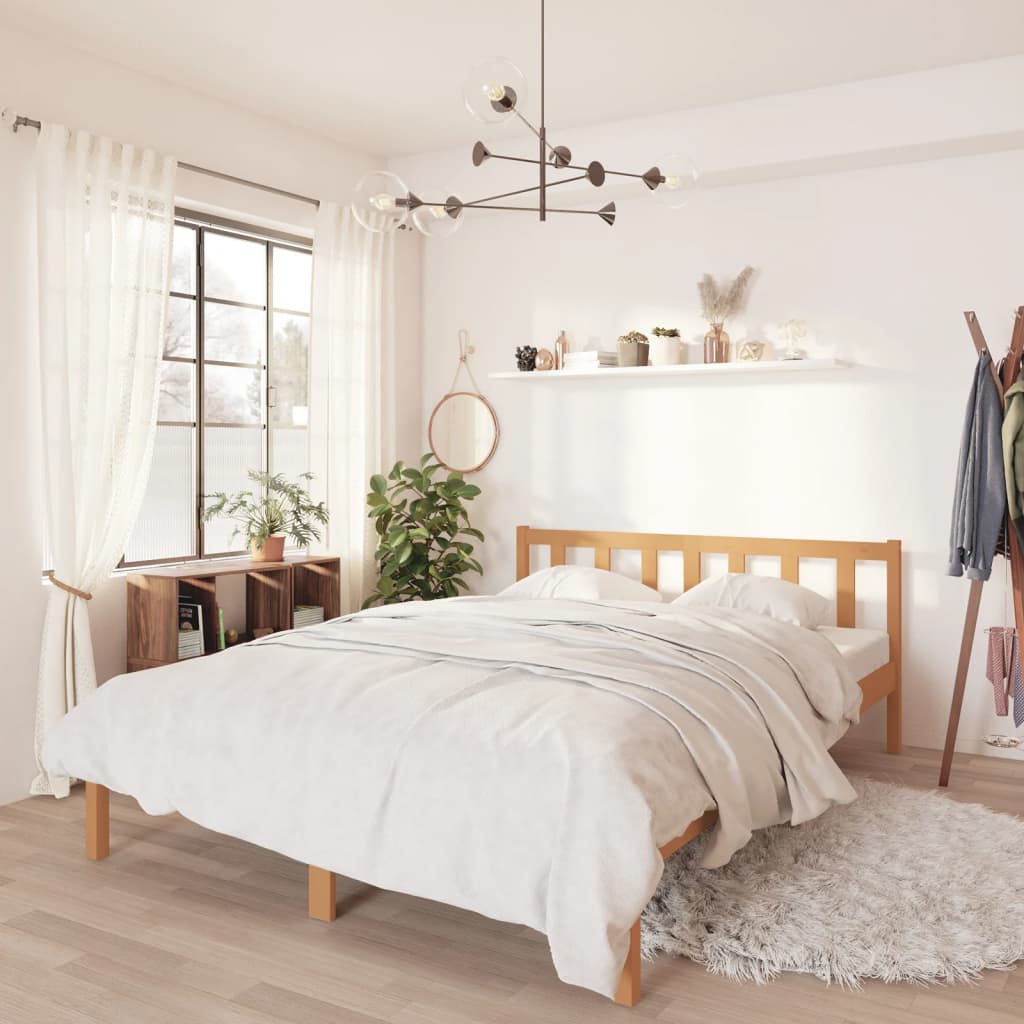 810085 vidaXL Bed Frame without Mattress Honey Brown Solid Wood 140x200 cm