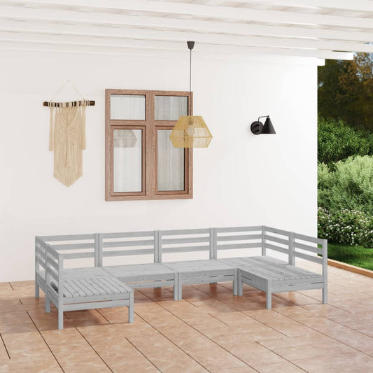 6 Piece Garden Lounge Set White Solid Wood Pine