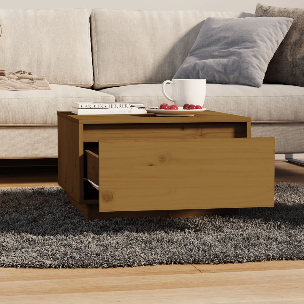 Coffee Table Honey Brown 55x56x32 cm Solid Wood Pine