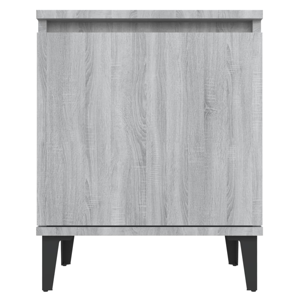 Bed Cabinet with Metal Legs Grey Sonoma 40x30x50 cm