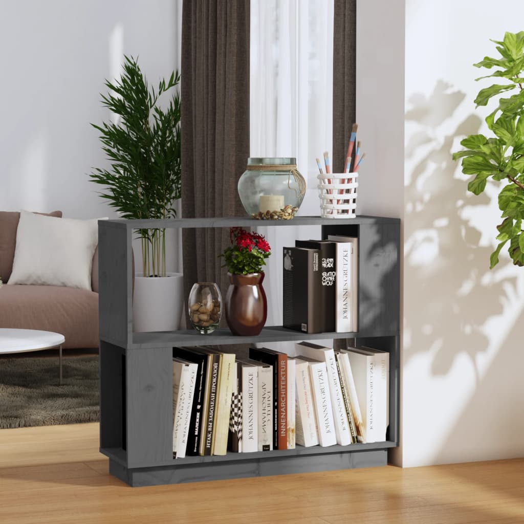Book Cabinet/Room Divider Grey 80x25x70 cm Solid Wood Pine