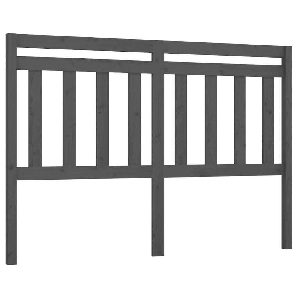 Bed Headboard Grey 146x4x100 cm Solid Wood Pine
