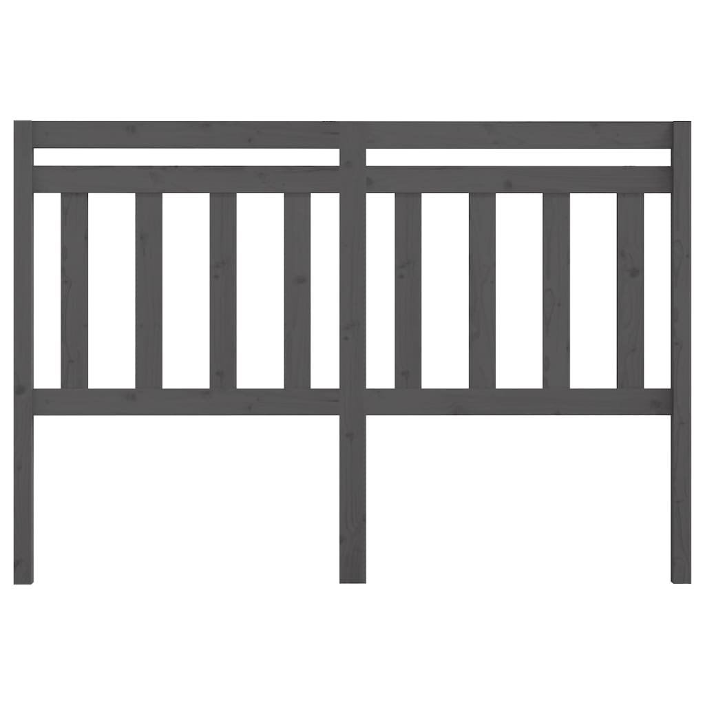 Bed Headboard Grey 146x4x100 cm Solid Wood Pine