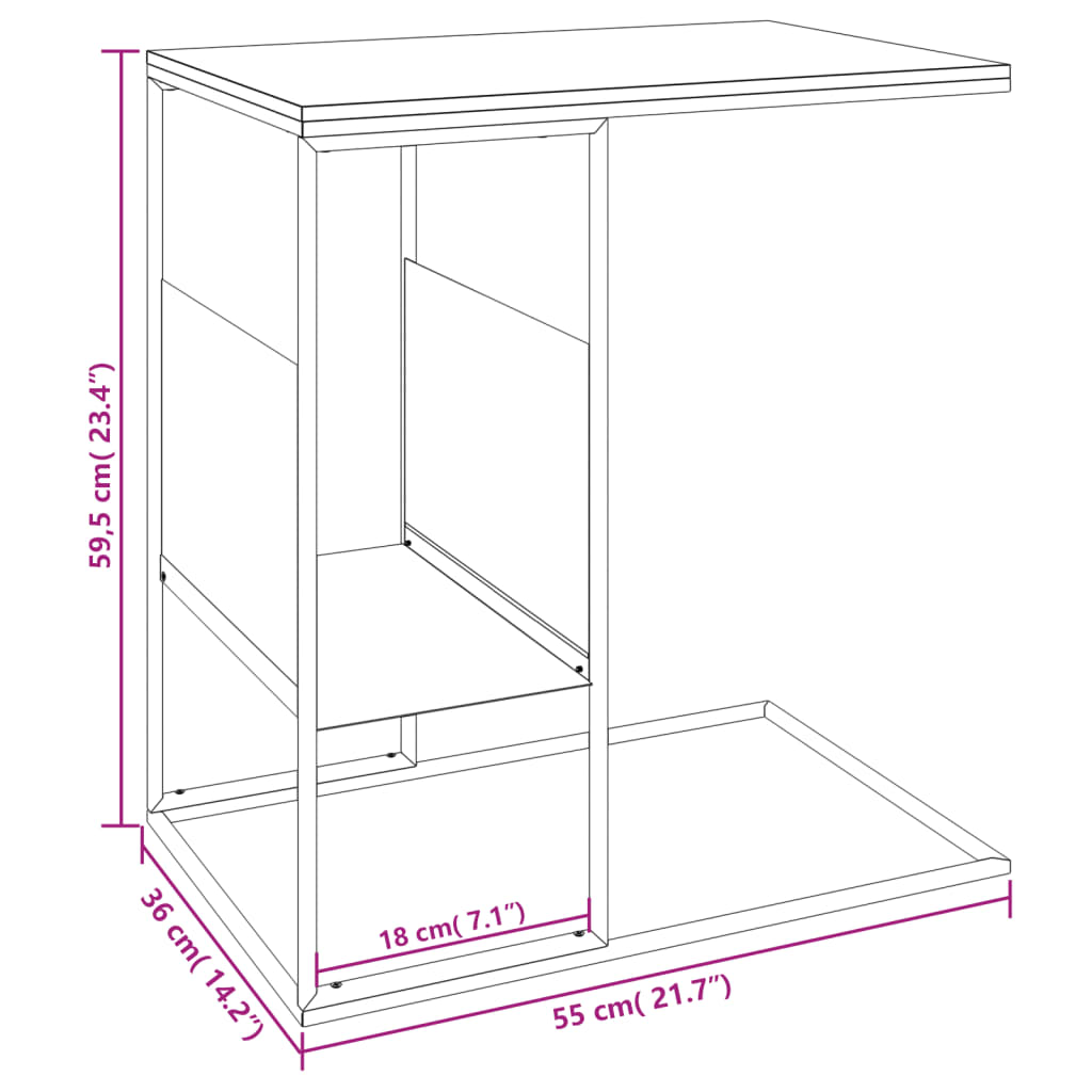 Side Table White 55x36x59.5 cm Engineered Wood