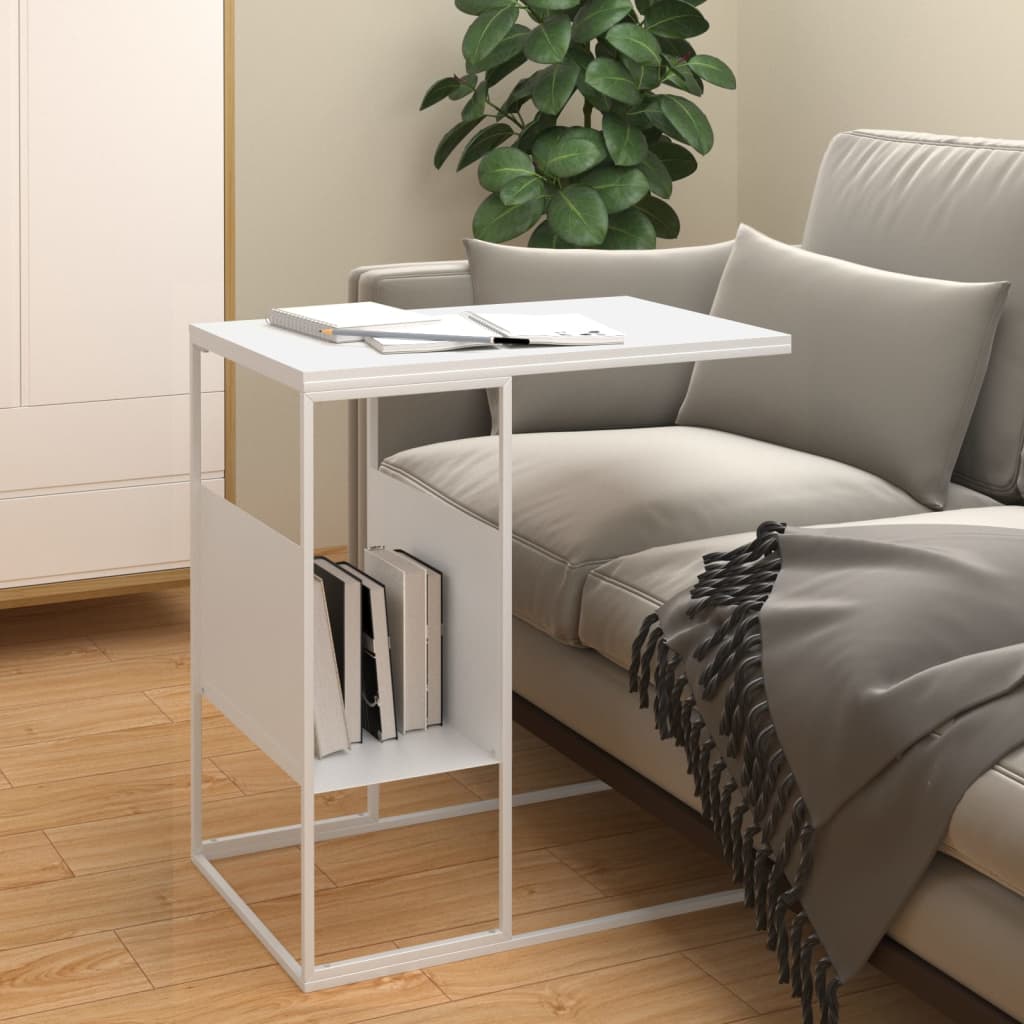 Side Table White 55x36x59.5 cm Engineered Wood