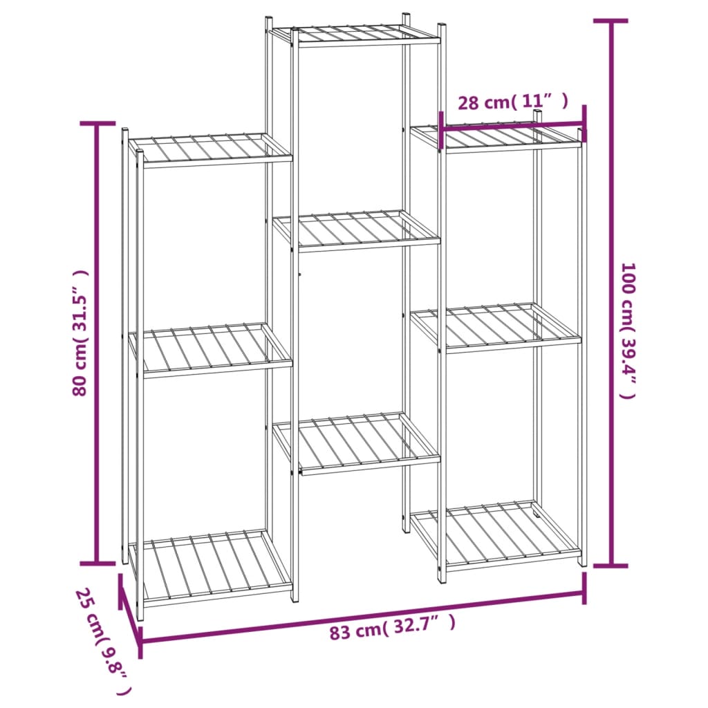 Flower Stand 83x25x100 cm Black Iron