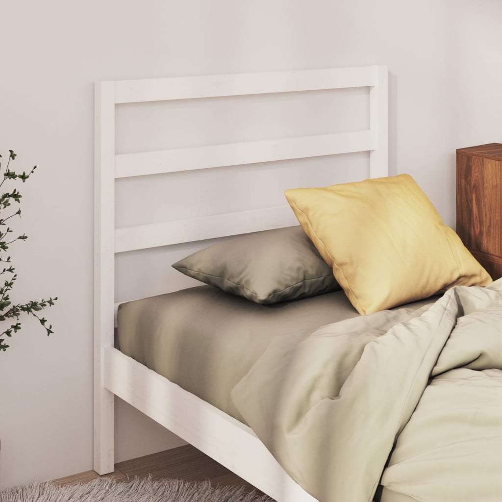 Bed Headboard White 81x4x100 cm Solid Wood Pine