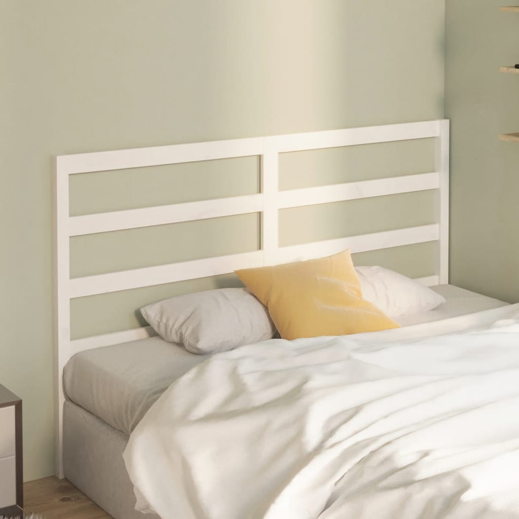 Bed Headboard White 146x4x100 cm Solid Wood Pine