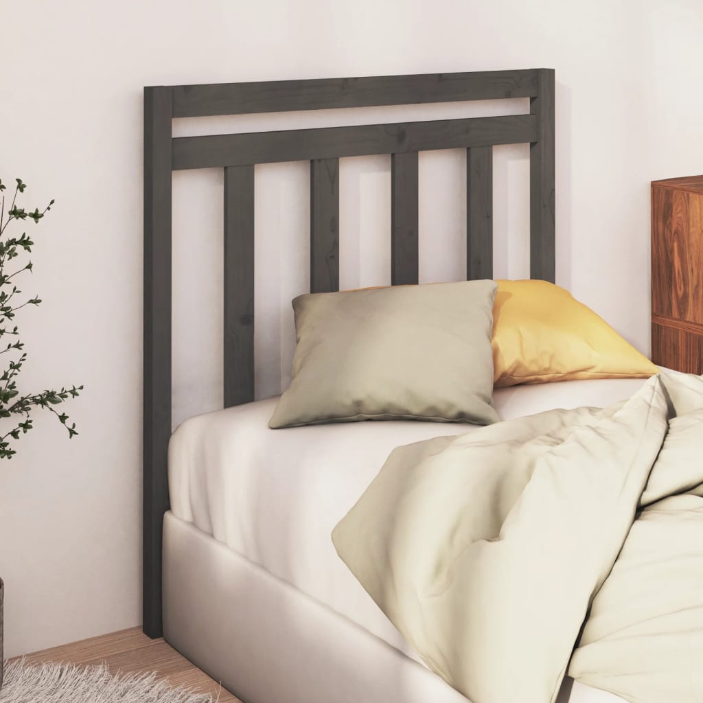 Bed Headboard Grey 96x4x100 cm Solid Wood Pine