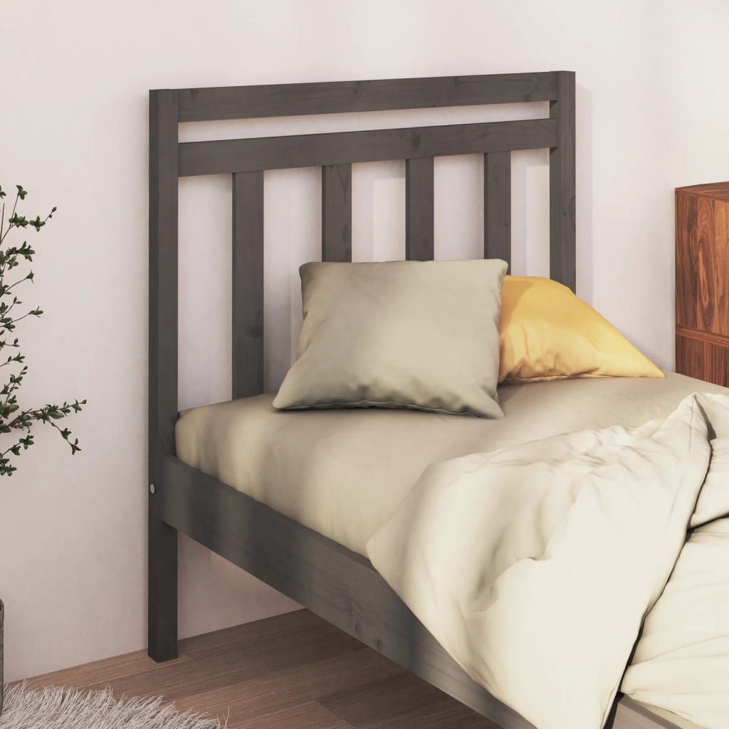 Bed Headboard Grey 96x4x100 cm Solid Wood Pine