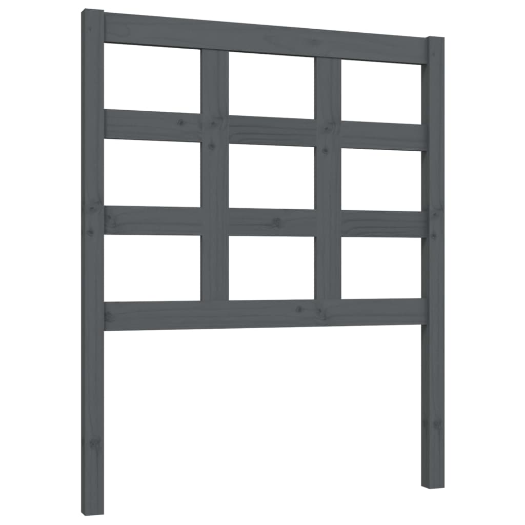 Bed Headboard Grey 80.5x4x100 cm Solid Wood Pine