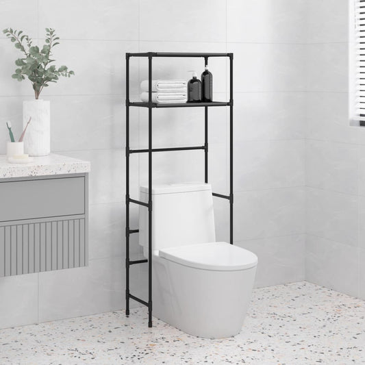 2-Tier Storage Rack over Toilet Black 53.5x28x143 cm Iron