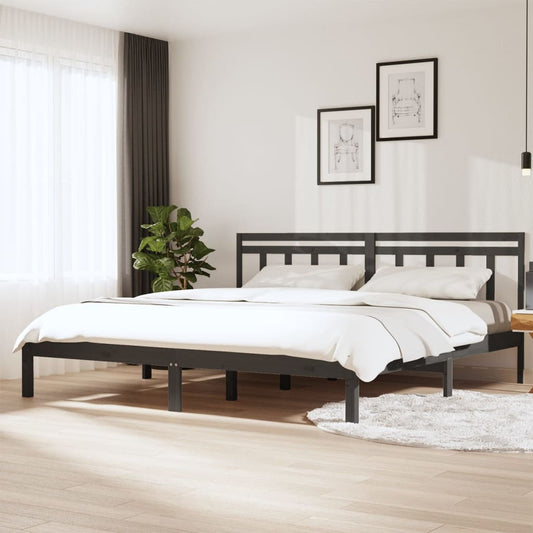 3100611 vidaXL Bed Frame without Mattress Grey Solid Wood 200x200 cm (810039+814116)
