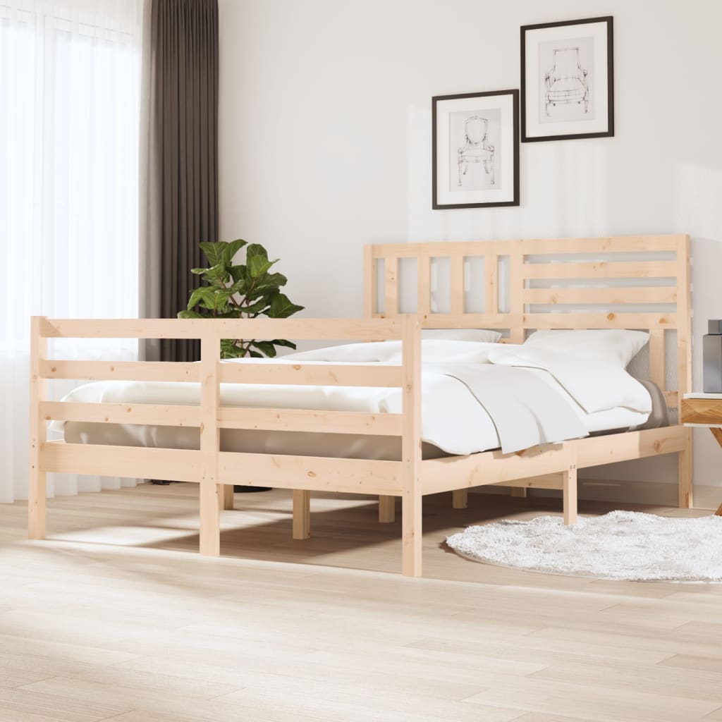 Bed Frame without Mattress 150x200 cm King Size King Size Solid Wood