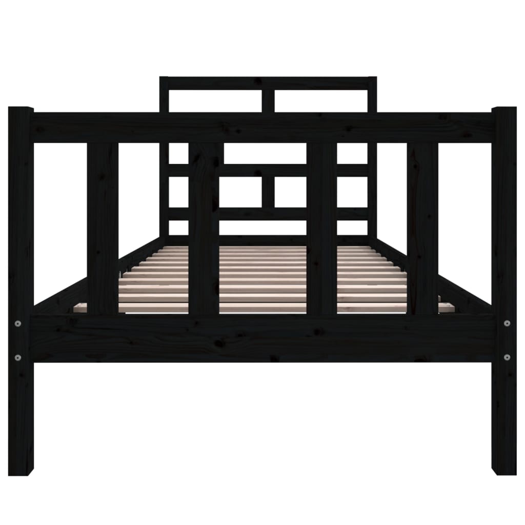 3101342 vidaXL Bed Frame without Mattress Black Solid Wood 100x200 cm (810076+814183)