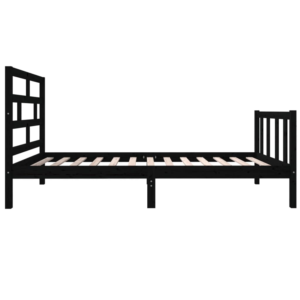3101342 vidaXL Bed Frame without Mattress Black Solid Wood 100x200 cm (810076+814183)