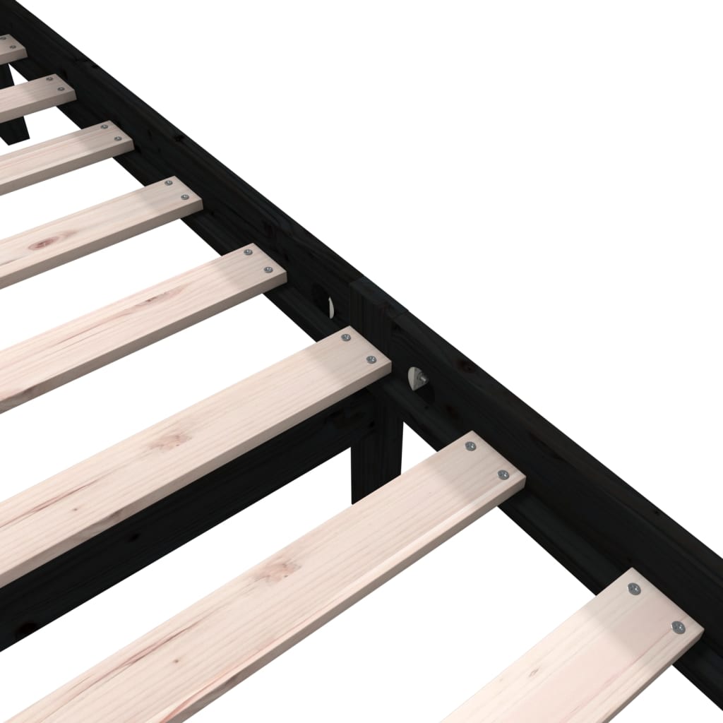 3101342 vidaXL Bed Frame without Mattress Black Solid Wood 100x200 cm (810076+814183)
