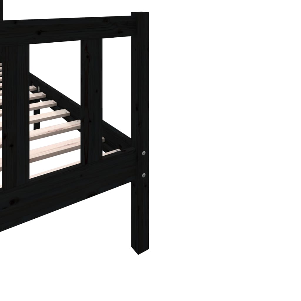 3101342 vidaXL Bed Frame without Mattress Black Solid Wood 100x200 cm (810076+814183)