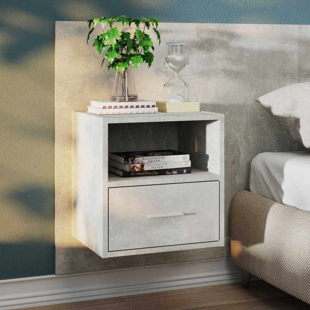 Wall-mounted Bedside Cabinets 2 pcs Concrete Grey