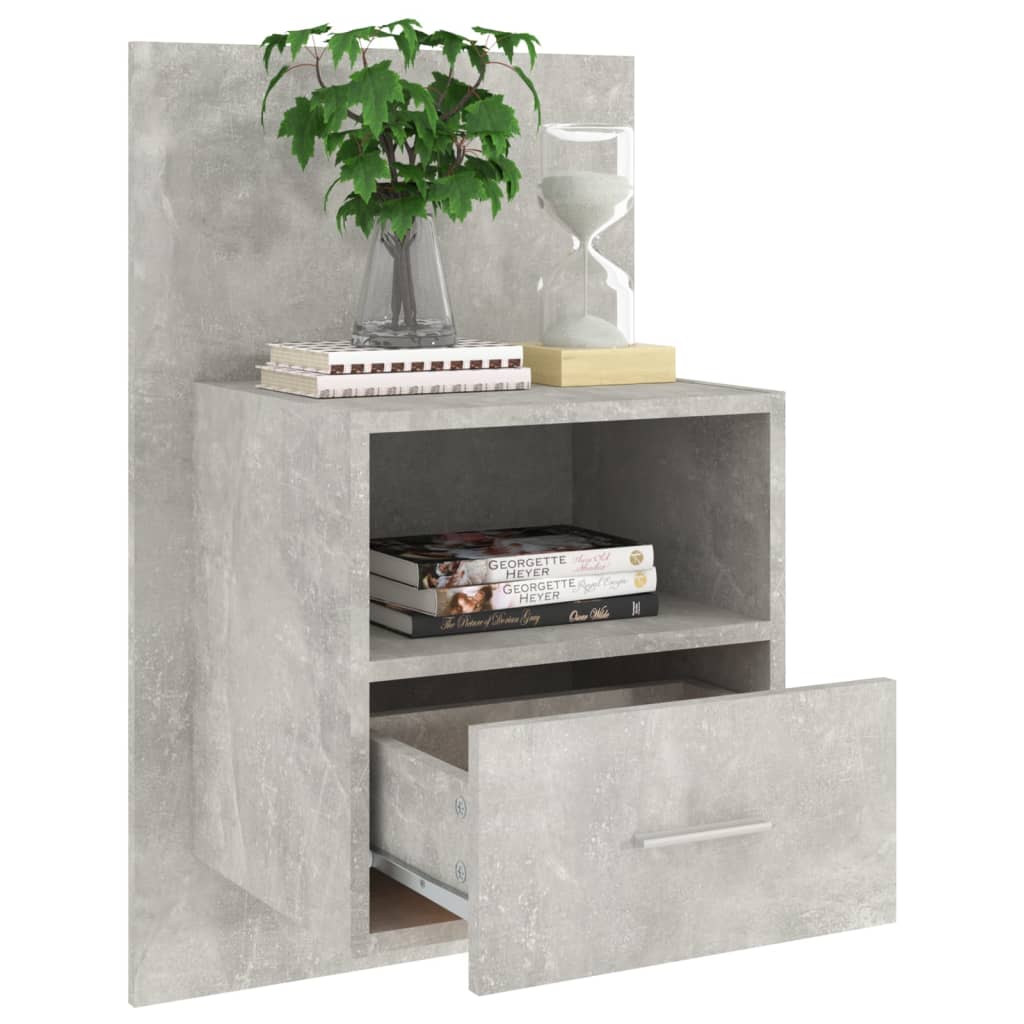 Wall-mounted Bedside Cabinets 2 pcs Concrete Grey