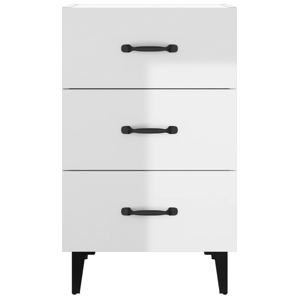 Bedside Cabinet High Gloss White 40x40x66 cm Engineered Wood