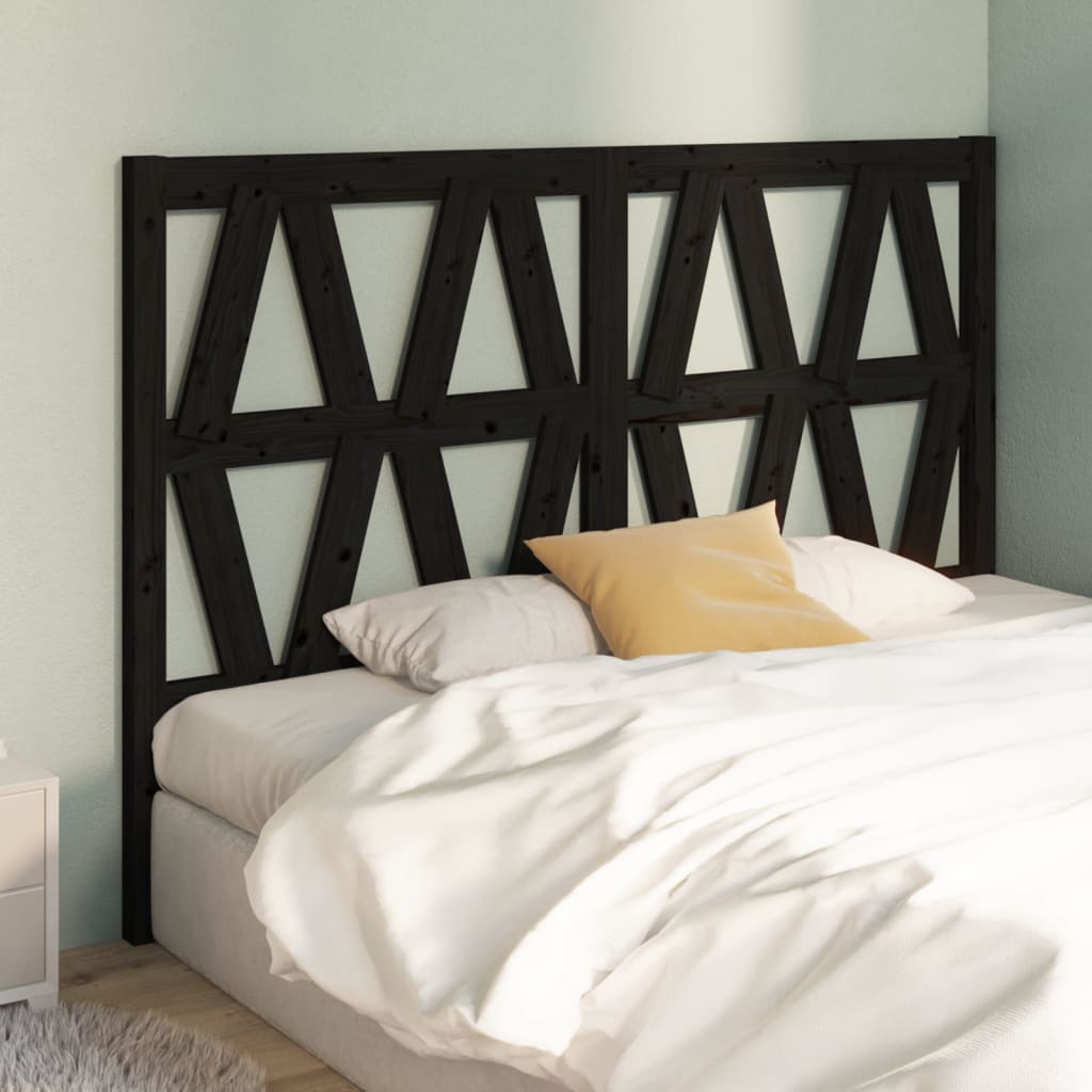 Bed Headboard Black 166x4x100 cm Solid Wood Pine