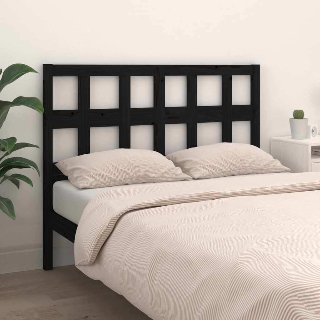 Bed Headboard Black 165.5x4x100 cm Solid Wood Pine
