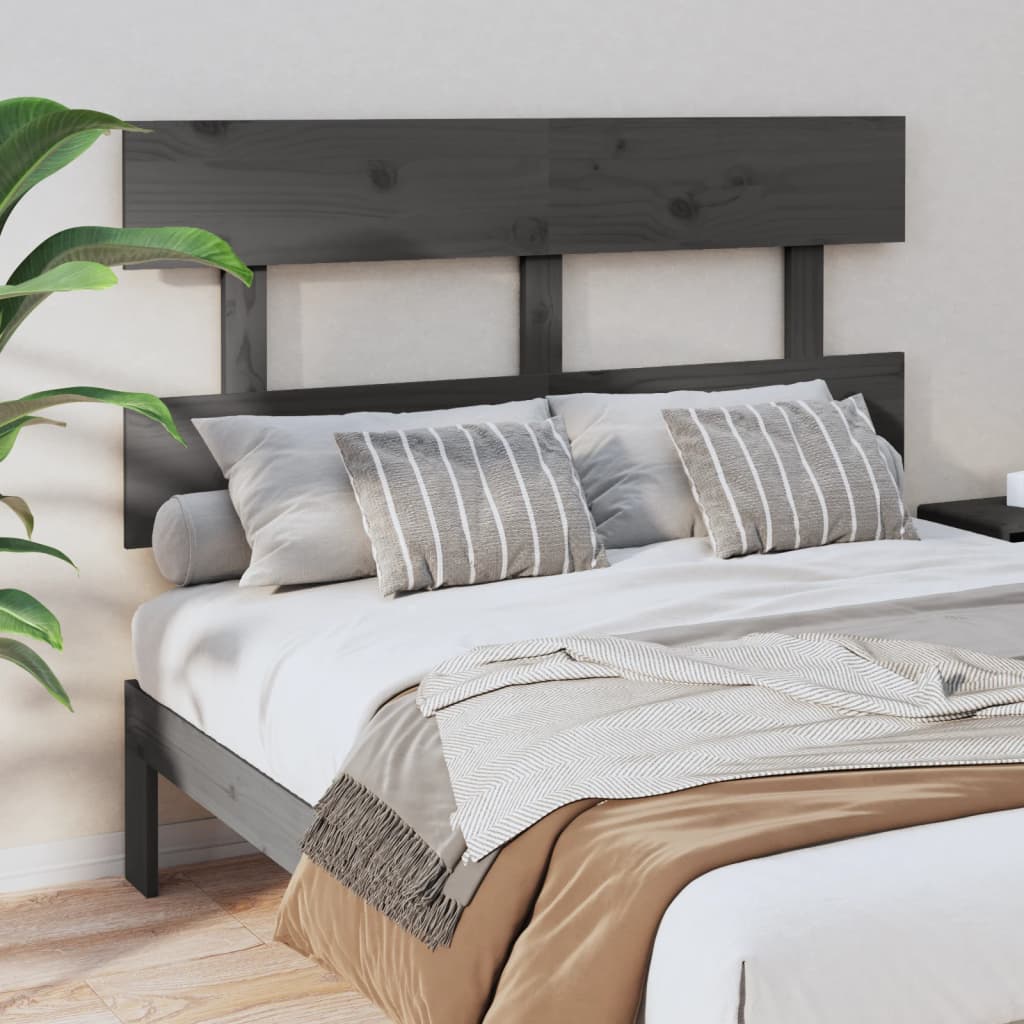 Bed Headboard Grey 138x3x81 cm Solid Wood Pine