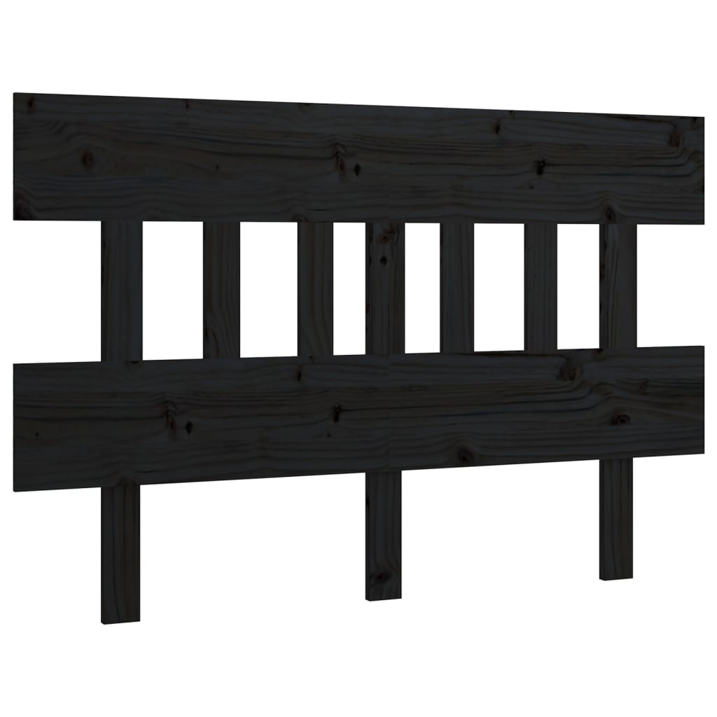 Bed Headboard Black 143.5x3x81 cm Solid Wood Pine