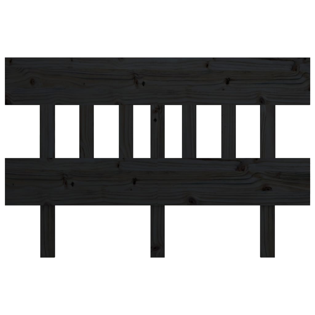 Bed Headboard Black 143.5x3x81 cm Solid Wood Pine