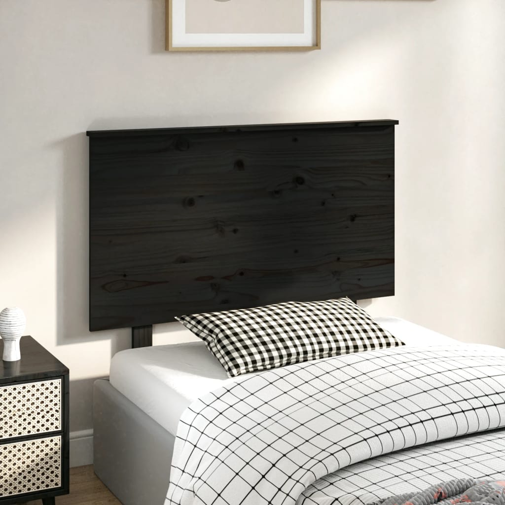 Bed Headboard Black 94x6x82.5 cm Solid Wood Pine