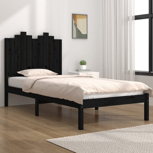 3103772 vidaXL Bed Frame without Mattress Black Solid Wood 100x200 cm (810011+818459)