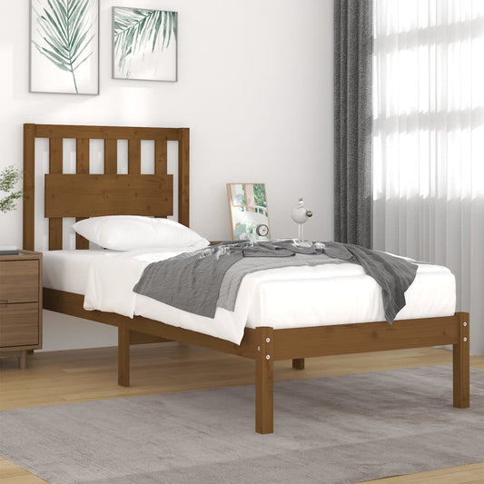 3103926 vidaXL Bed Frame without Mattress Honey Brown Solid Wood 100x200 cm (810010+818558)