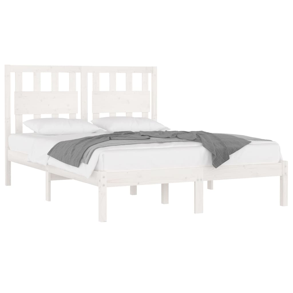 3103934 vidaXL Bed Frame without Mattress White Solid Wood 140x200 cm (810018+818571)