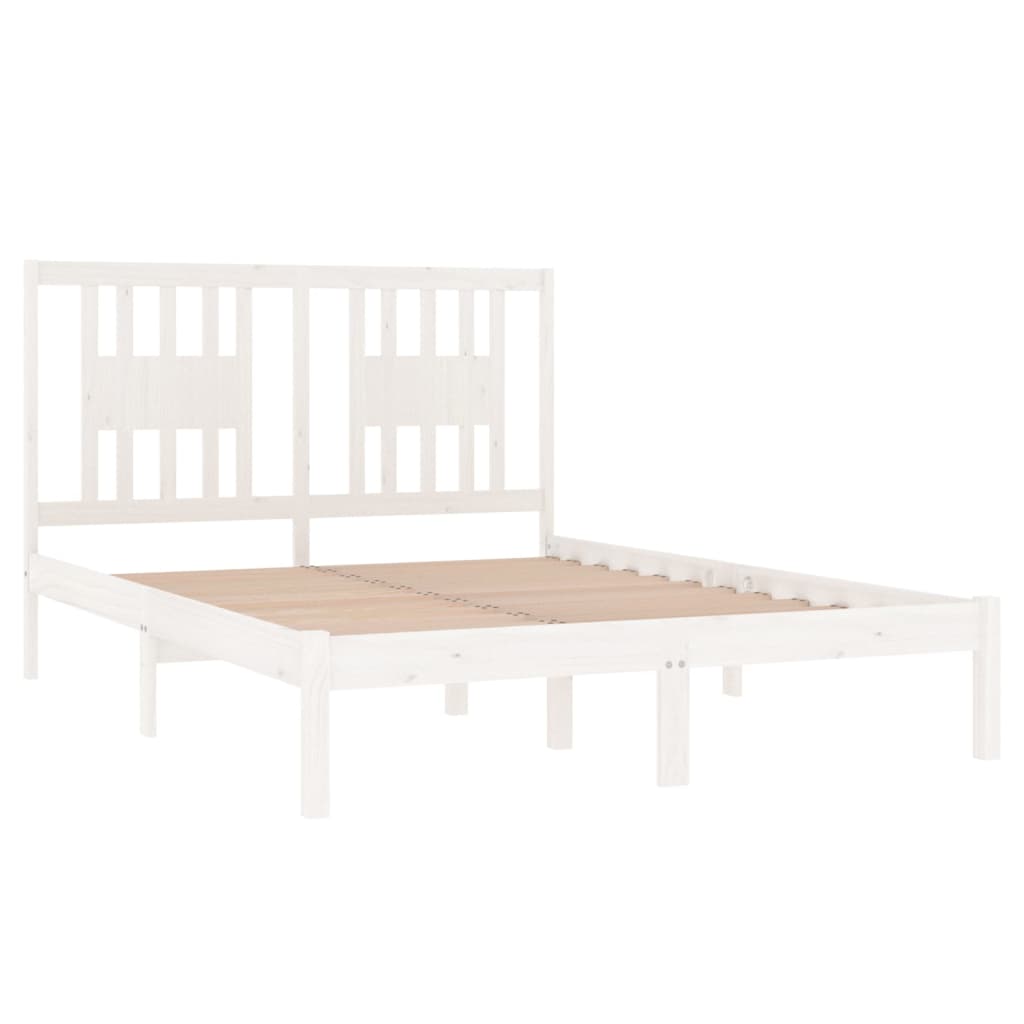 3104059 vidaXL Bed Frame without Mattress White Solid Wood 120x200 cm (810013+818661)