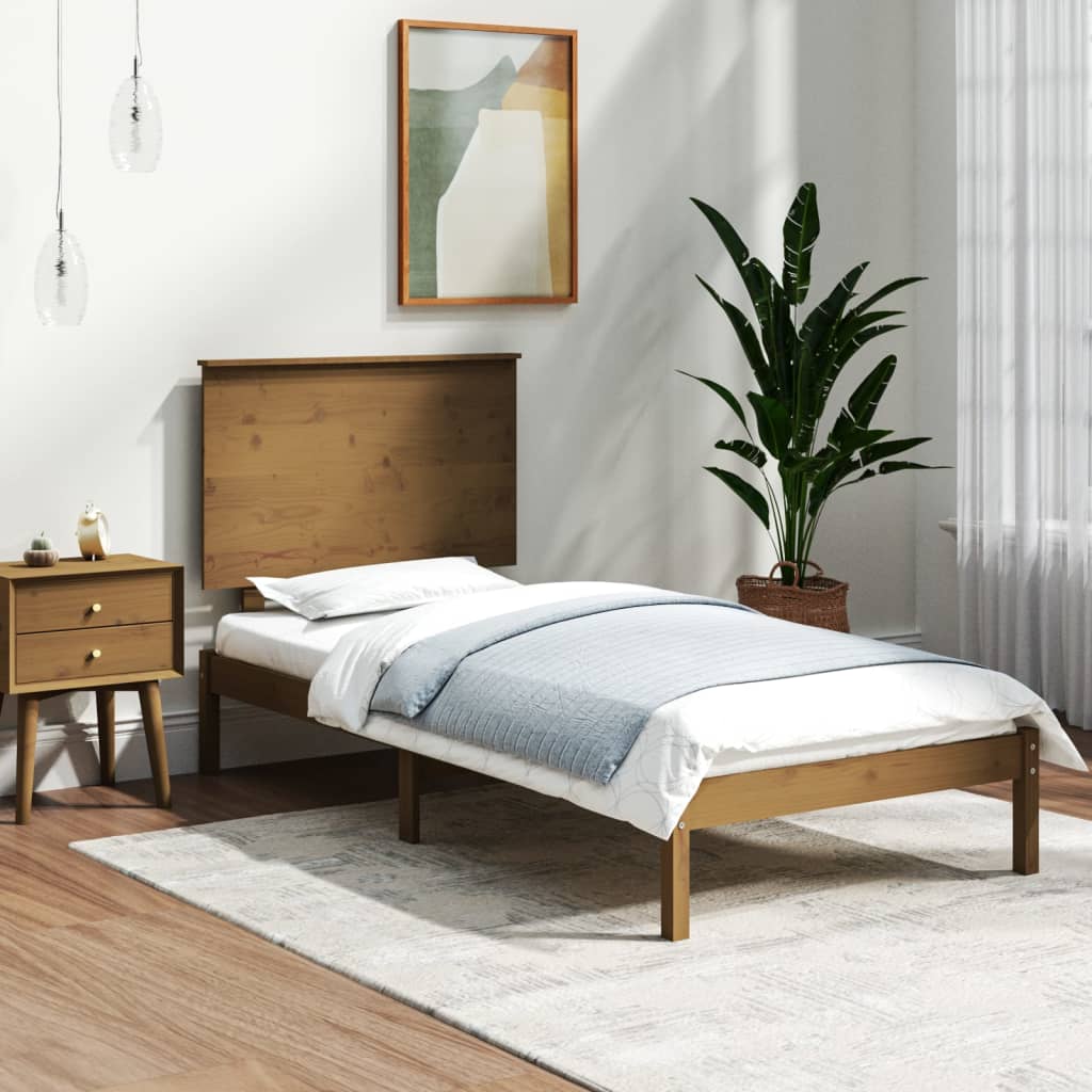 Bed Frame without Mattress Honey Brown 100x200 cm Solid Wood Pine
